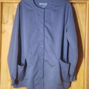 💙🩶New Grey's Anatomy Women's Blue/Grey Scrub Button Up Plus Top Size 2XL